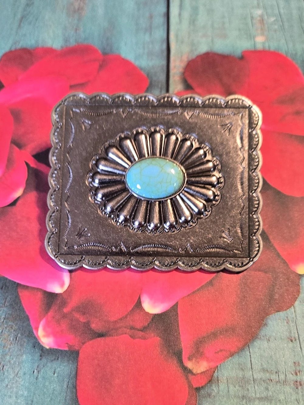 Western Turquoise-Style Belt Buckle